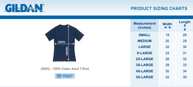 Normal T Shirt Size Chart